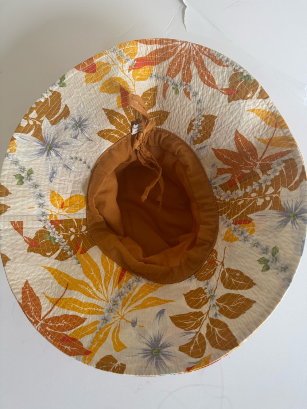 Women's Floral Sun Bucket Hat - Mustard & Cream - Picture 5 of 7